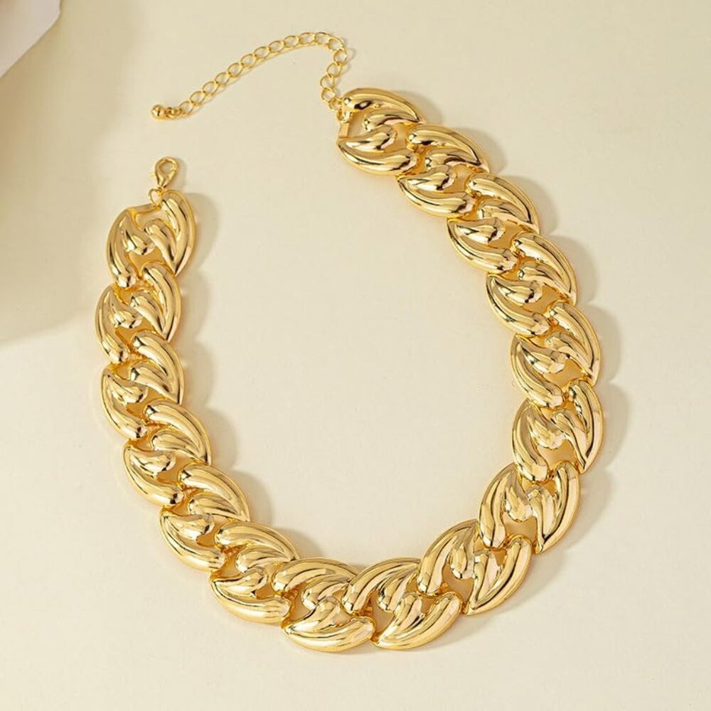 Gold Silver Necklaces for Women Choker Cuban Chain Hip-hop - Picture 4 of 5